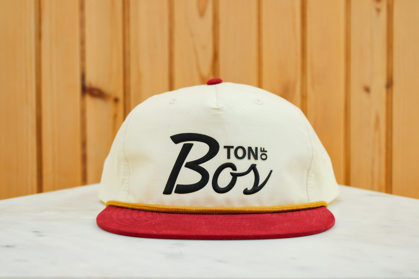 The BOS Nylon Hat Cream/Maroon