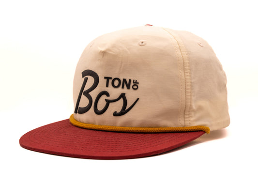 The BOS Nylon Hat Cream/Maroon
